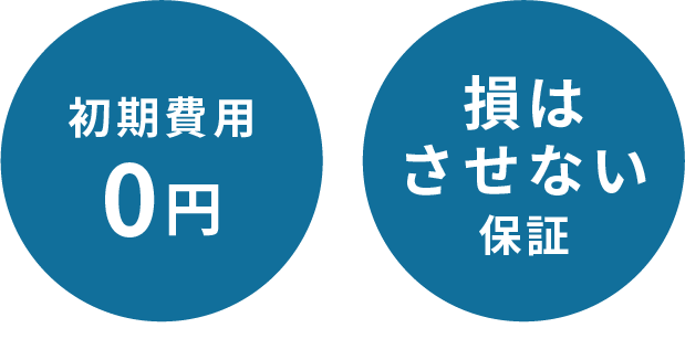 初期費用0円、損はさせない保証。